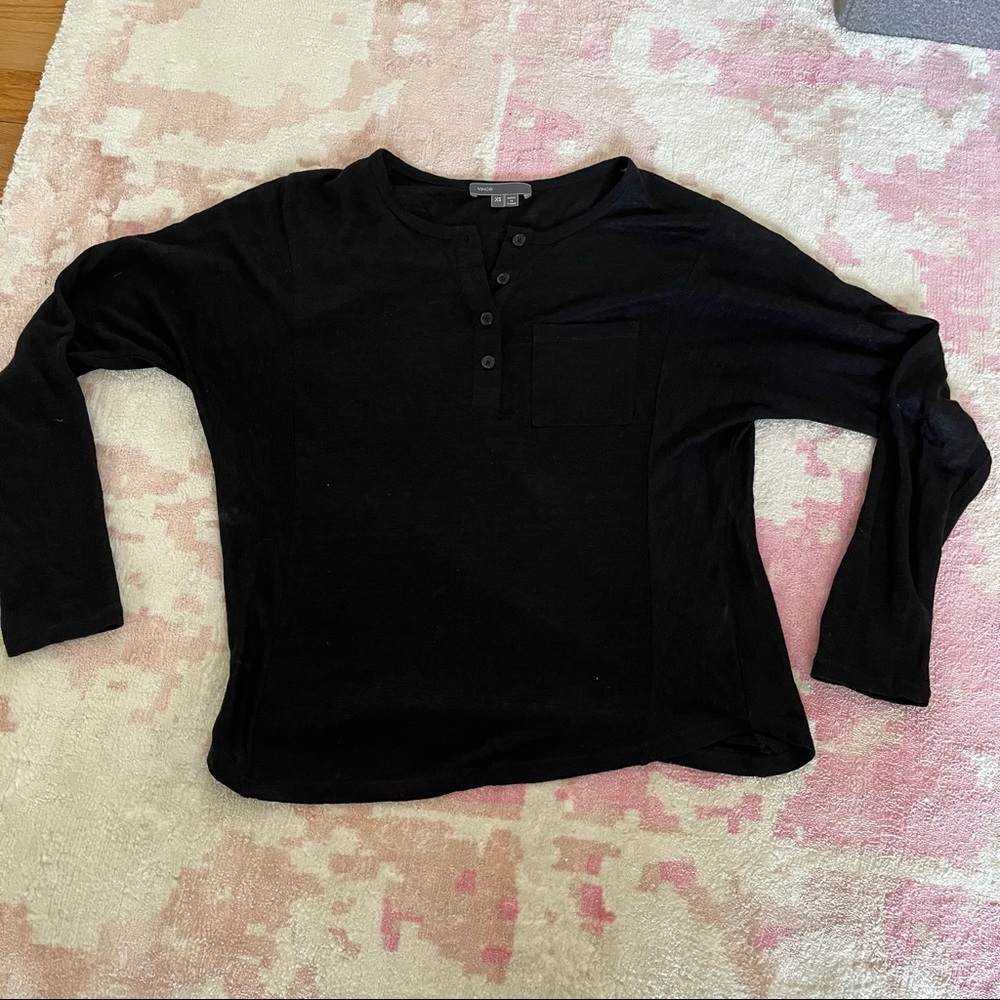 Vince Black 100% Linen Top XS